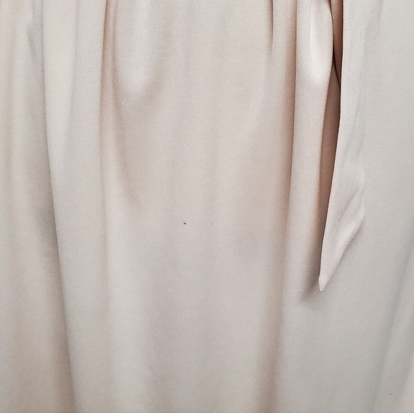 VINTAGE 70s Montgomery Ward Volup Cream Tie-up Belted Long Sleeve Stretchy Dress - Picture 8 of 14